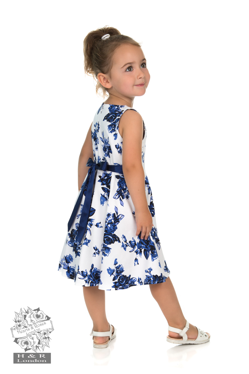 Girls Blue Rosaceae Swing Dress